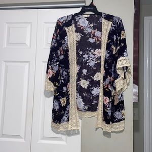 Floral print kimono